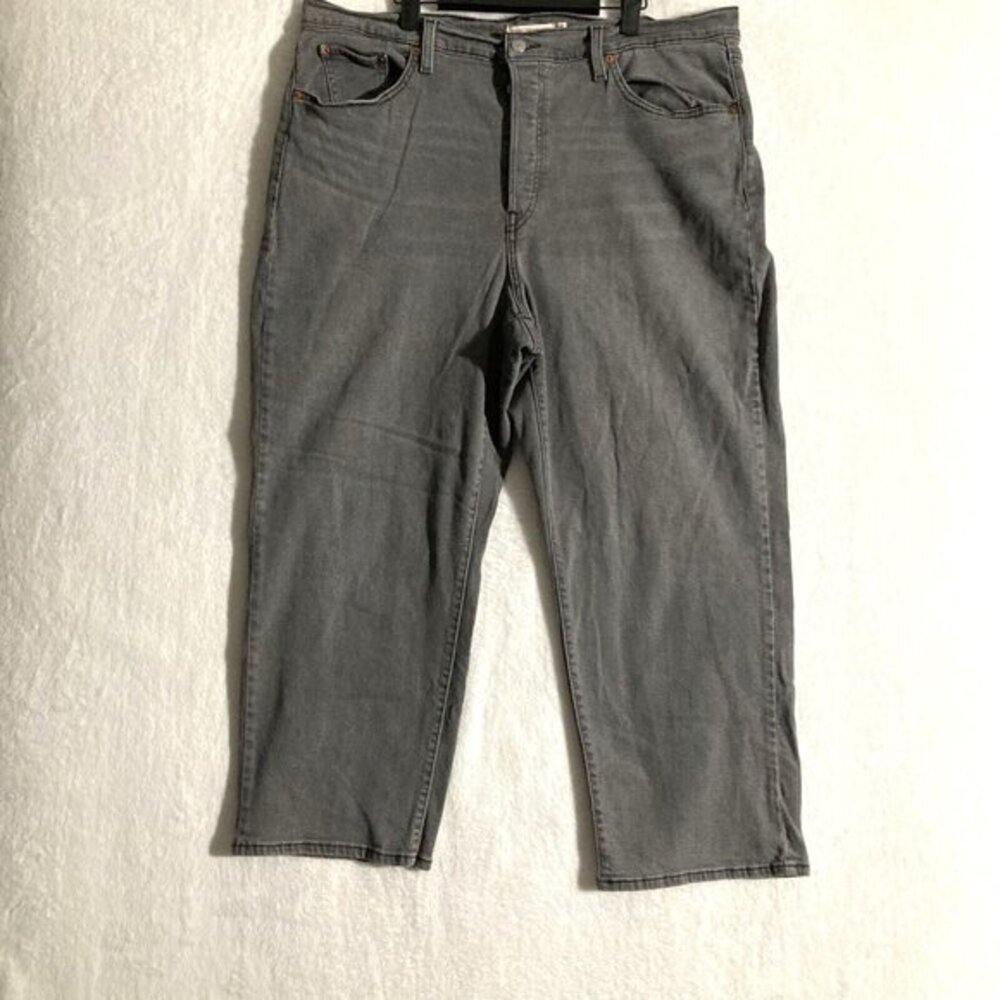Levis Womens Jeans Size 18W Ribcage Straight Ankle Gray Denim Casual Pants